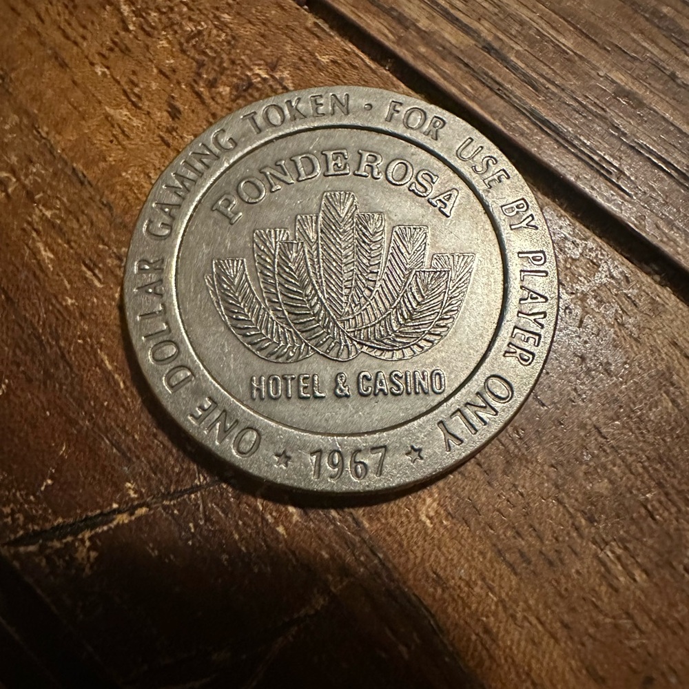 Vintage 1967 Ponderosa $1 Gaming Token for Reno Nevada
